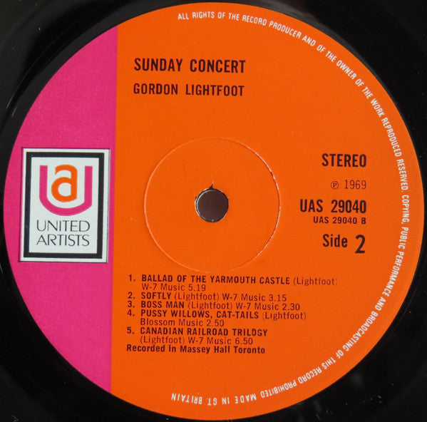 Gordon Lightfoot : Sunday Concert (LP, Album)
