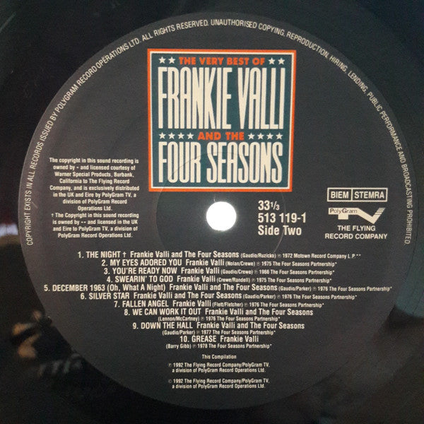 Frankie Valli And The Four Seasons : The Very Best Of Frankie Valli And The Four Seasons (LP, Comp)
