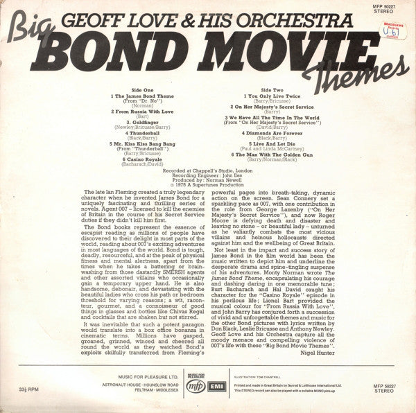 Geoff Love & His Orchestra : Big Bond Movie Themes (LP)