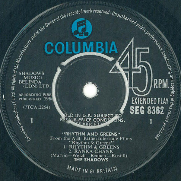 The Shadows : Rhythm & Greens (7", EP, Mono)