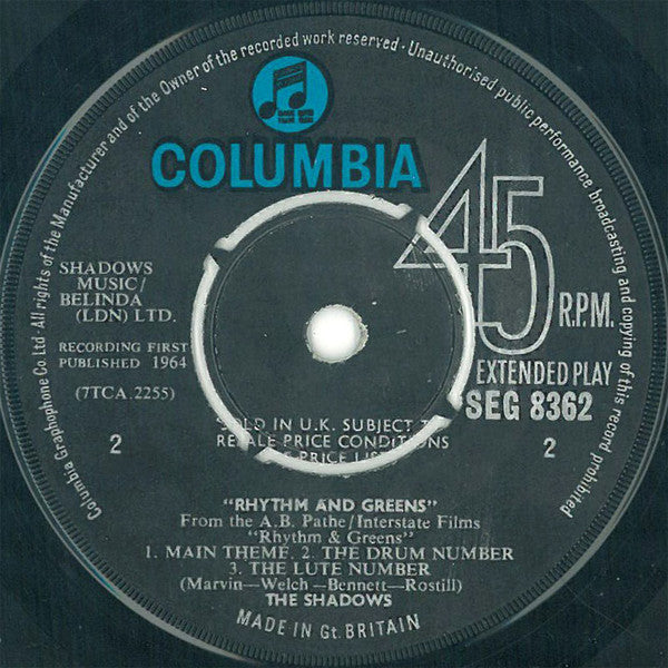 The Shadows : Rhythm & Greens (7", EP, Mono)