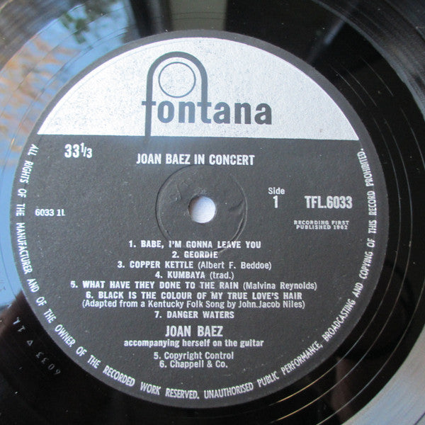 Joan Baez : Joan Baez In Concert (LP, Album, Mono)