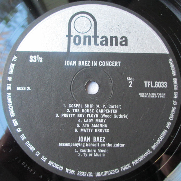 Joan Baez : Joan Baez In Concert (LP, Album, Mono)
