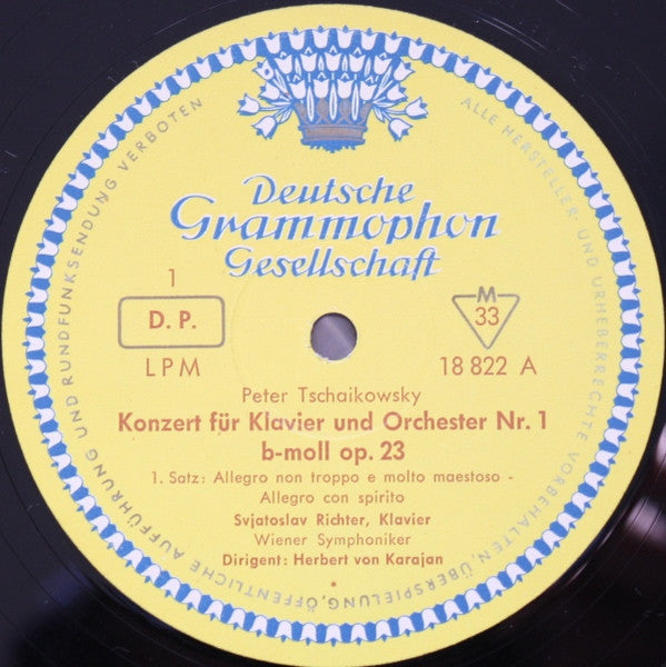 Sviatoslav Richter • Herbert Von Karajan, Tschaikowsky*, Wiener Symphoniker : Konzert Für Klavier Und Orchester Nr. 1 B-moll (LP, Album, Mono)