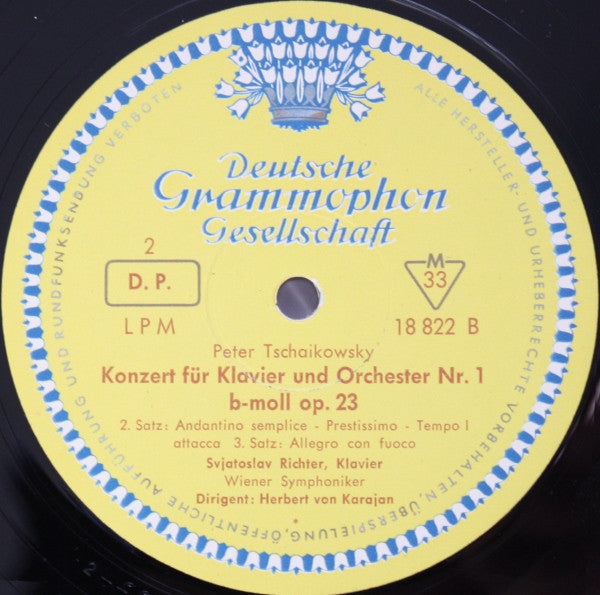Sviatoslav Richter • Herbert Von Karajan, Tschaikowsky*, Wiener Symphoniker : Konzert Für Klavier Und Orchester Nr. 1 B-moll (LP, Album, Mono)