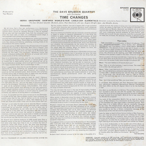 The Dave Brubeck Quartet : Time Changes (LP, Mono)