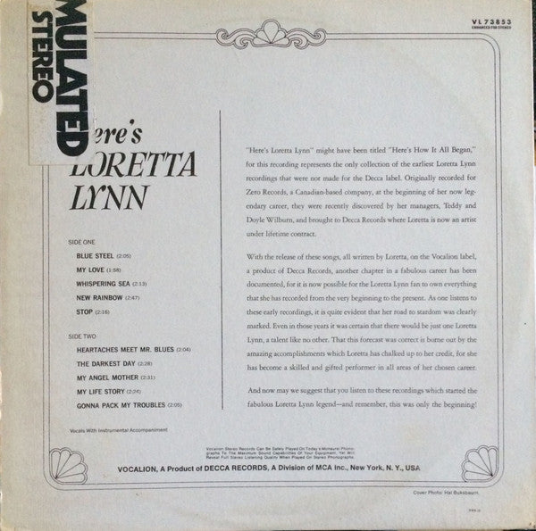 Loretta Lynn : Here's Loretta Lynn (LP, Pin)