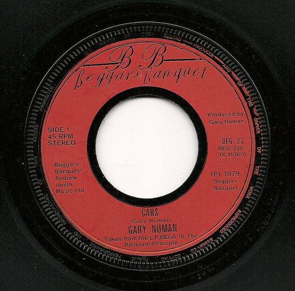 Gary Numan : Cars (7", Single, Red)