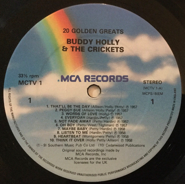 Buddy Holly & The Crickets (2) : 20 Golden Greats (LP, Comp)