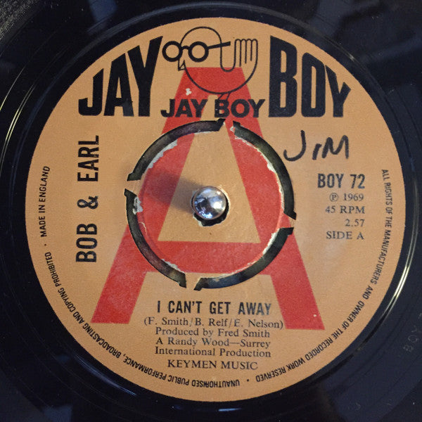 Bob & Earl : I Can't Get Away / I'll Keep Running Back (7", Advance, Promo)