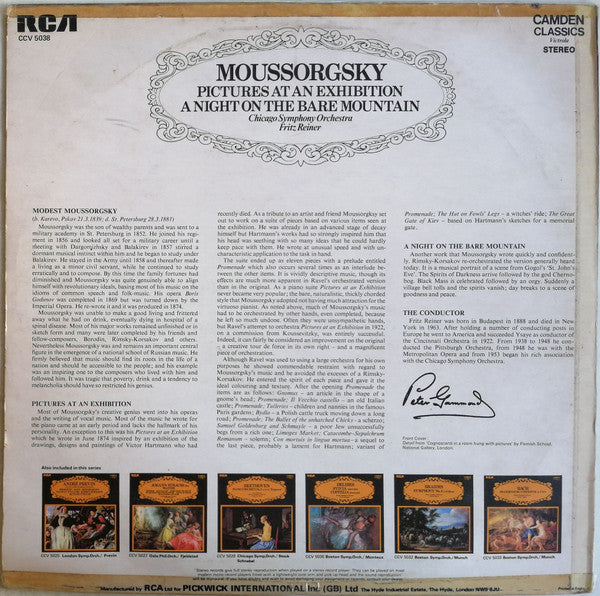 Moussorgsky*, Chicago Symphony Orchestra, Fritz Reiner : Pictures At An Exhibition / A Night On The Bare Mountain (LP, Comp, RE)
