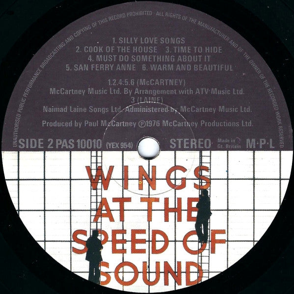 Wings (2) : Wings At The Speed Of Sound (LP, Album, 'Cl)