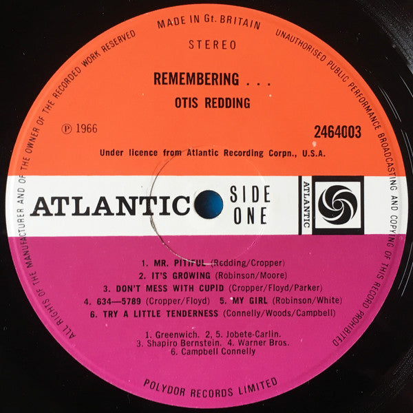 Otis Redding : Remembering (LP, Album, Comp)