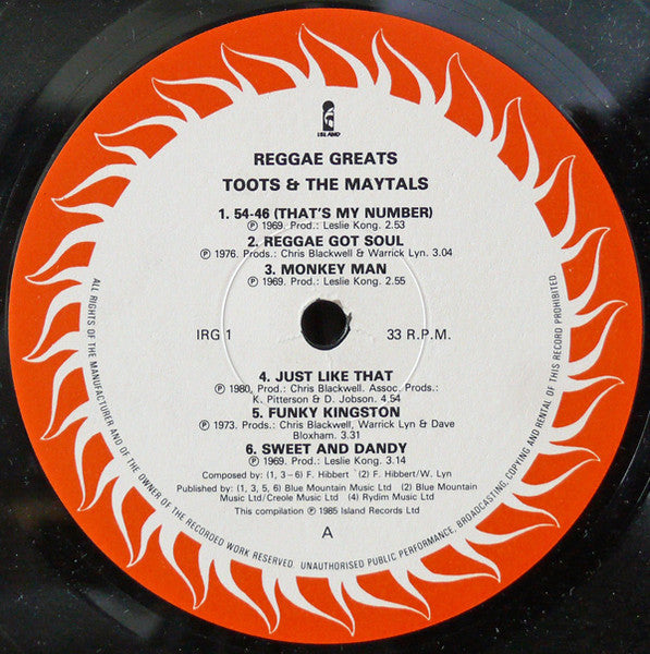 Toots & The Maytals : Reggae Greats (LP, Comp)