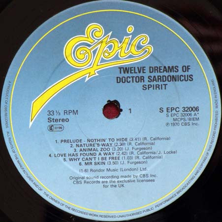 Spirit (8) : Twelve Dreams Of Dr. Sardonicus (LP, Album, RE)