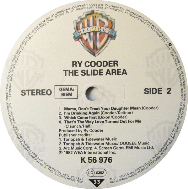 Ry Cooder : The Slide Area (LP, Album)