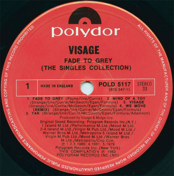 Visage : Fade To Grey (The Singles Collection) (LP, Comp)