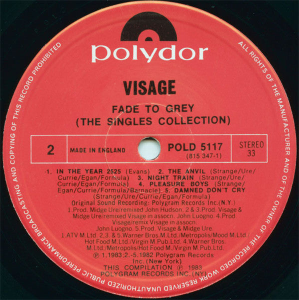 Visage : Fade To Grey (The Singles Collection) (LP, Comp)