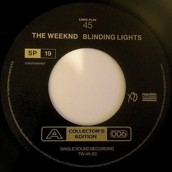 The Weeknd : Blinding Lights (7", Single, Ltd)