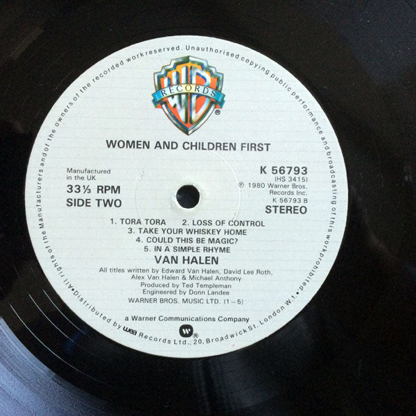 Van Halen : Women And Children First (LP, Album)