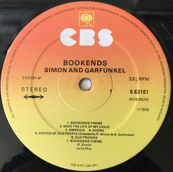 Simon & Garfunkel : Bookends (LP, Album, RE, Sun)