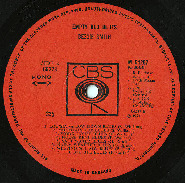 Bessie Smith : Empty Bed Blues (2xLP, Comp, Mono, Gat)