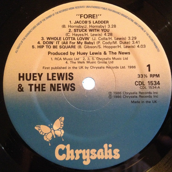 Huey Lewis And The News* : Fore! (LP, Album, Ext)