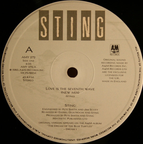 Sting : Love Is The Seventh Wave (New Mix) (12", Single)