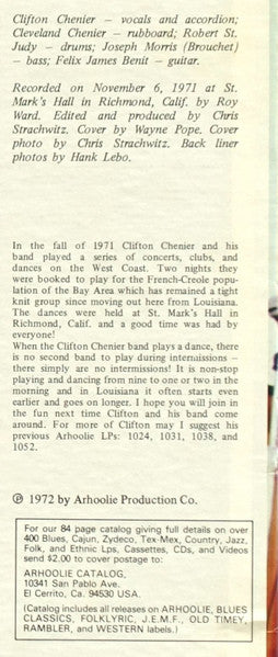 Clifton Chenier : Live (LP, RE, RP)