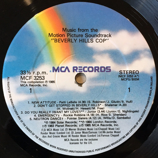 Various : Music From The Motion Picture Soundtrack "Beverly Hills Cop" (LP, Comp)