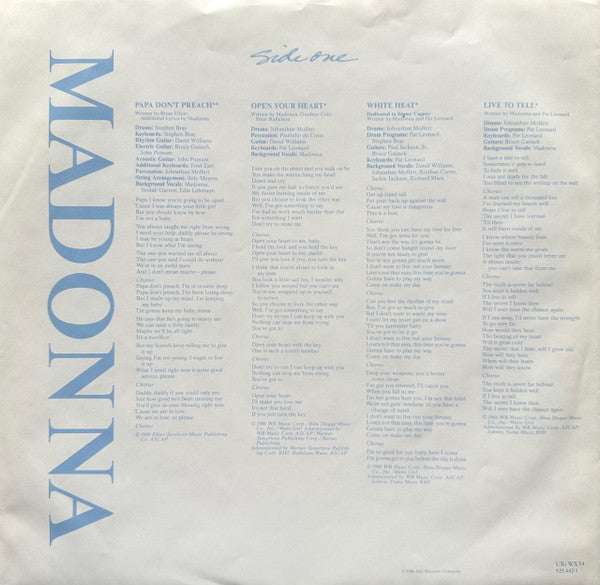 Madonna : True Blue (LP, Album, R/S)