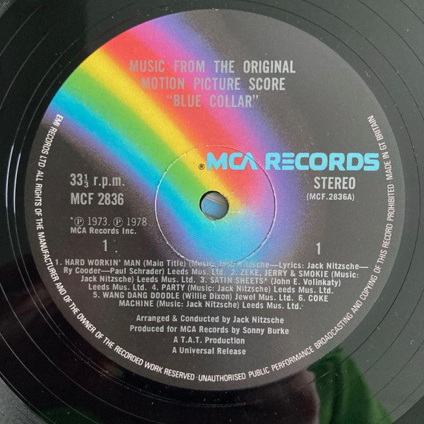 Various / Jack Nitzsche : Blue Collar (Music From The Original Motion Picture Score) (LP, Album)