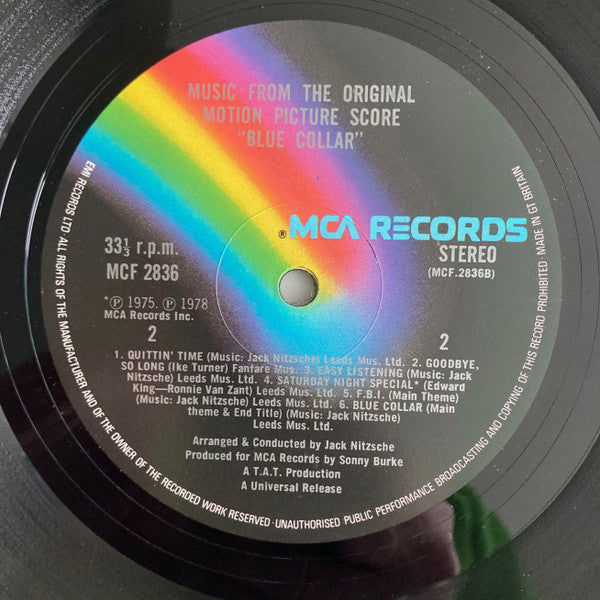 Various / Jack Nitzsche : Blue Collar (Music From The Original Motion Picture Score) (LP, Album)
