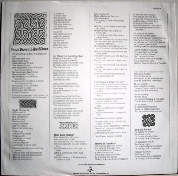 Richard & Linda Thompson : Pour Down Like Silver (LP, RE)