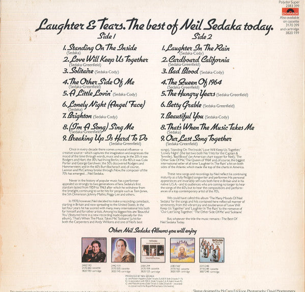 Neil Sedaka : Laughter And Tears (The Best Of Neil Sedaka Today.) (LP, Comp)