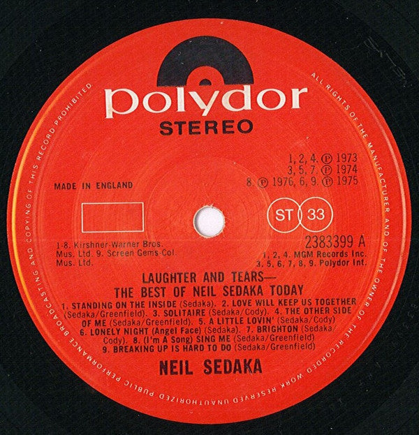 Neil Sedaka : Laughter And Tears (The Best Of Neil Sedaka Today.) (LP, Comp)