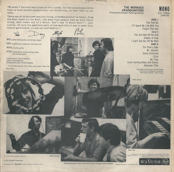 The Monkees : Headquarters (LP, Album, Mono)