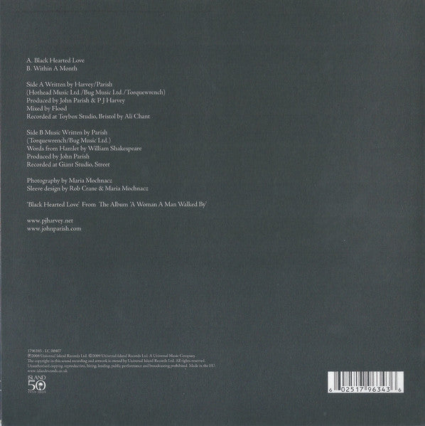 P J Harvey* & John Parish : Black Hearted Love (7", Single)