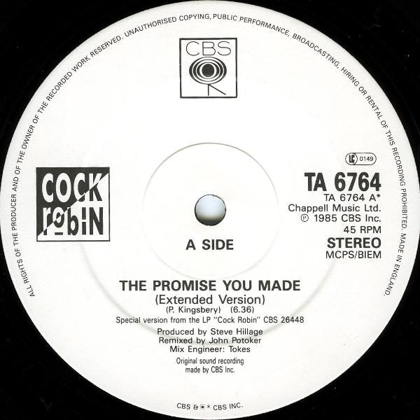 Cock Robin : The Promise You Made (12", Single)