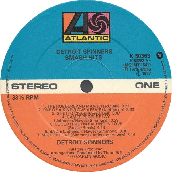 The Detroit Spinners* : Smash Hits (LP, Comp)