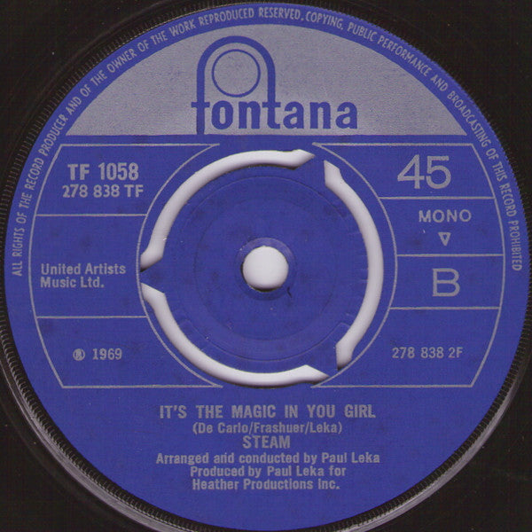 Steam : Na Na Hey Hey Kiss Him Goodbye (7", Mono, 3 P)