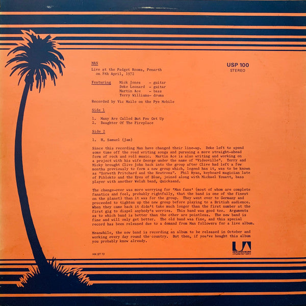 Man : Live At The Padget Rooms, Penarth (LP, Album, Ltd, "Si)