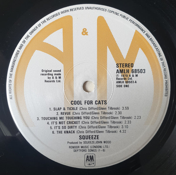 Squeeze (2) : Cool For Cats (LP, Album, Yel)