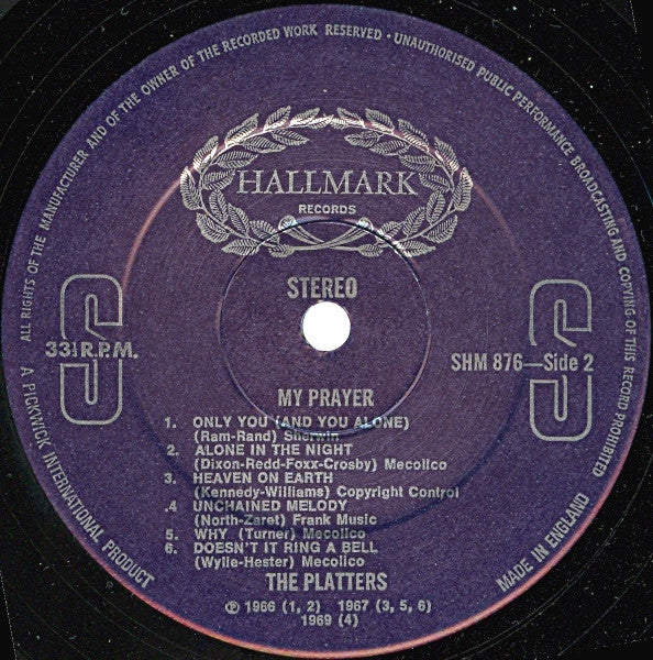 The Platters : My Prayer (LP, Album, Comp)