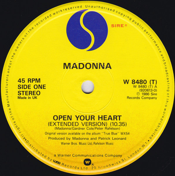 Madonna : Open Your Heart (12", Single)