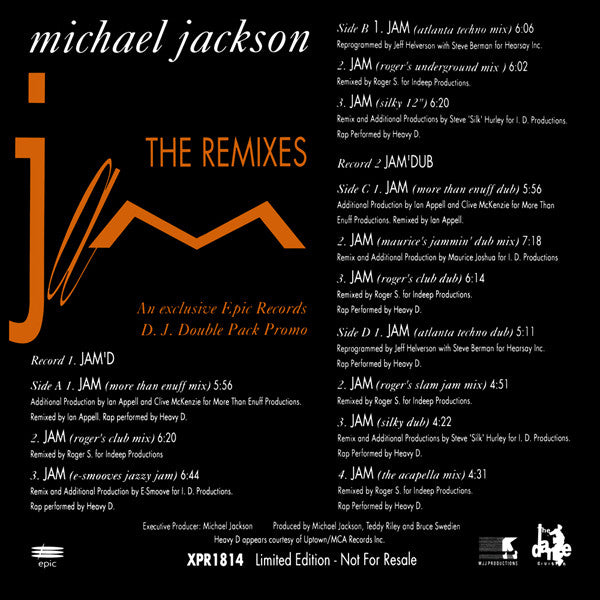 Michael Jackson : Jam (The Remixes) (2x12", Ltd, Promo, Gat)