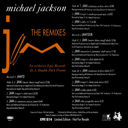 Michael Jackson : Jam (The Remixes) (2x12", Ltd, Promo, Gat)