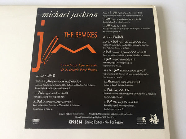 Michael Jackson : Jam (The Remixes) (2x12", Ltd, Promo, Gat)