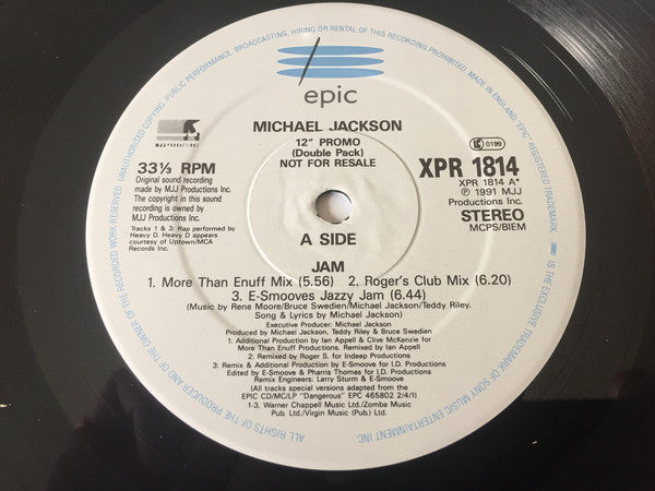 Michael Jackson : Jam (The Remixes) (2x12", Ltd, Promo, Gat)