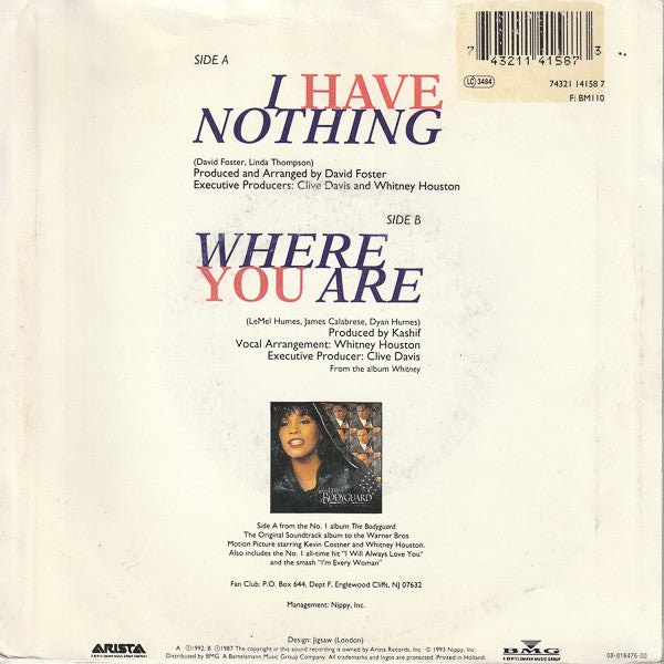 Whitney Houston : I Have Nothing (7")